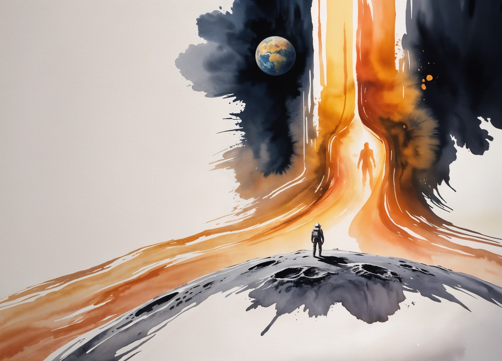 The Narrowing cover art — an astronaut facing a glowing figure on the Moon